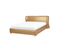 Letto matrimoniale ad acqua in pelle oro 160 x 200 cm - PARIS