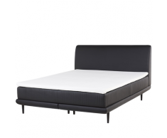 Letto boxspring matrimoniale pelle sintetica nera 140 x 200 cm MADAME