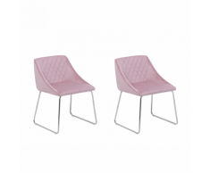 Set di 2 sedie da pranzo in velluto rosa ARCATA