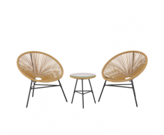 Set da balcone in simil rattan beige ACAPULCO
