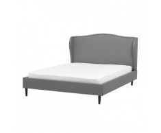 Letto matrimoniale imbottito in tessuto grigio 140x200cm COLMAR