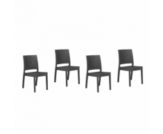 Sedia da giardino in rattan-grigio grafite set di 4 pz FOSSANO