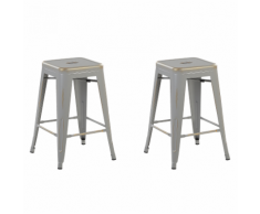 Set di 2 sgabelli da bar in metallo argento dorato 60 cm CABRILLO