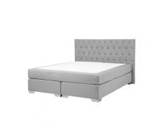 Letto boxspring in tessuto grigio chiaro 180 x 200 cm DUCHESS