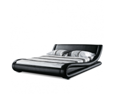 Letto matrimoniale imbottito in pelle nera 160x200cm AVIGNON