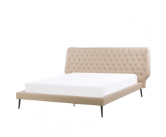 Letto in simil pelle beige con struttura a doghe 160 x 200 cm ESSONNE