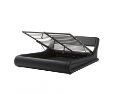 Letto con contenitore in pelle sintetica nero opaco 180x200 cm - AVIGNON