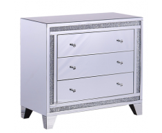 Credenza specchiata con 3 cassetti argento CONTAY