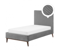 Letto singolo in velluto grigio 90 x 200 cm BAYONNE