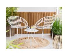 Set da balcone in metallo bianco tavolo e 2 sedie LICATA