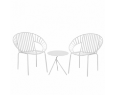 Set da balcone in metallo bianco tavolo e 2 sedie LICATA