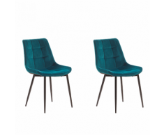 Set di 2 sedie da pranzo in velluto blu MELROSE