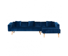 Divano letto angolare in velluto sinistro blu VADSO