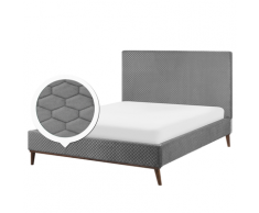 Letto matrimoniale in velluto grigio 140 x 200 cm BAYONNE
