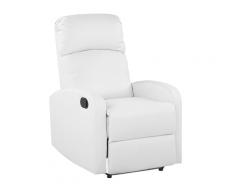 Poltrona reclinabile in ecopelle bianca con LED e porta USB VIRRAT