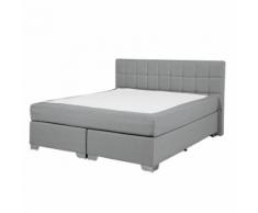 Letto boxspring in tessuto grigio chiaro 140 x 200 cm ADMIRAL