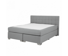 Letto boxspring in tessuto grigio chiaro 140 x 200 cm ADMIRAL