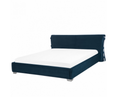 Letto ad acqua in velluto di color blu scuro 160 x 200 cm PARIS