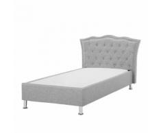 Letto singolo moderno in tessuto grigio 90x200cm METZ