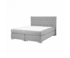 Letto boxspring in tessuto grigio chiaro 160 x 200 cm DUCHESS