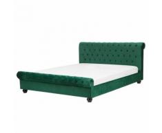 Letto matrimoniale in velluto verde stile chesterfield 160x200cm AVALLON