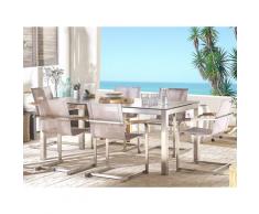 Set tavolo da giardino effetto cemento 180 cm e 6 sedie fibre sintetiche beige GROSSETO / COSOLETO