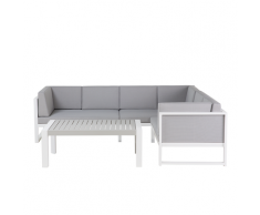 Divano angolare da giardino con tavolino in alluminio bianco CASTELLA