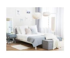 Letto in metallo bianco con rete a doghe grigia 160 x 200 cm CLAMART