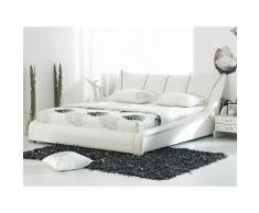 Letto matrimoniale moderno in pelle bianca 160x200cm NANTES