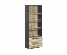 Libreria a 4 ripiani in legno chiaro e nero SALTER