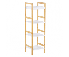 Libreria a 4 scaffali bianco e legno chiaro BLAINE