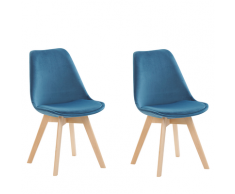Set di 2 sedie da pranzo in velluto blu DAKOTA II