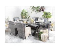 Set da giardino grigio con tavolo e 6 sedie CASCAIS