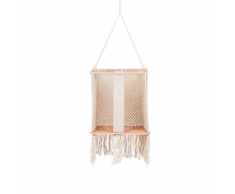 Poltrona sospesa in cotone color crema con piedistallo BODRUM