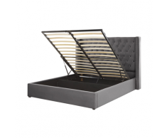 Letto imbottito in velluto grigio con contenitore 160 x 200 cm LUBBON