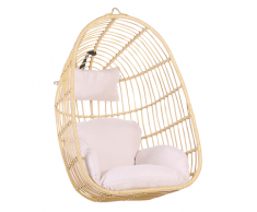 Sedia sospesa in rattan beige CASOLI