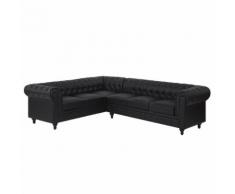Divano angolare vintage in pelle nera versione destra CHESTERFIELD