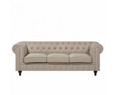 Divano vintage a 3 posti in tessuto beige CHESTERFIELD grande