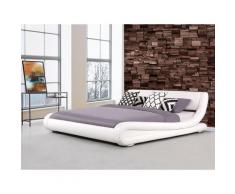 Letto matrimoniale in pelle bianca con rete a doghe 180x200cm AVIGNON