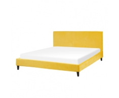 Letto imbottito in velluto giallo 180 x 200 cm FITOU