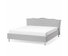Letto matrimoniale moderno in tessuto grigio 180x200cm METZ