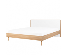 Letto in legno marrone chiaro e bianco 180 x 200 cm SERRIS