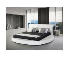 Letto matrimoniale rotondo in pelle bianca 180x200cm LAVAL