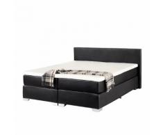 Letto boxspring in pelle nera 160 x 200 cm PRESIDENT