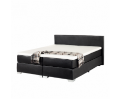Letto boxspring in pelle nera 160 x 200 cm PRESIDENT
