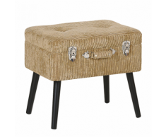 Sgabello contenitore in velluto a coste beige MALLARD