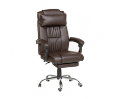 Sedia da ufficio ergonomica in pelle sintetica marrone LUXURY