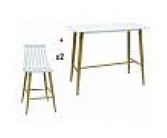 Vente Unique Pacchetto sala da pranzo: Set tavolo alto + 2 sgabelli DAGMAR - Bianco