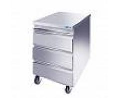 Cassettiera Inox acciaio AISI 304 3 cassetti CON RUOTE mm 400x600x805