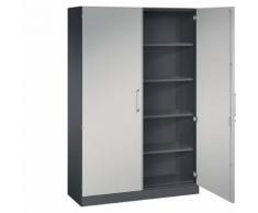Armadio per ufficio con ante a battente ASISTO, altezza 1980 mm, larghezza 1200 mm, 4 ripiani | CP